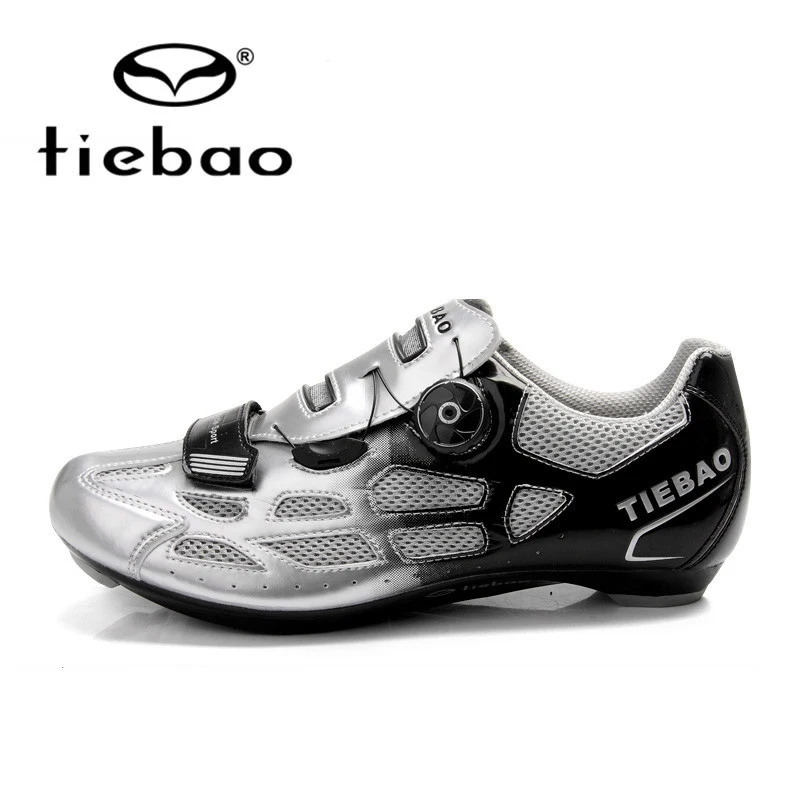 Black silver Tiebao профессиональная обувь для велоспорта для мужчин и женщин дышащая обувь для шоссейного велосипеда S2-Snap ручка настройки Крепежные изделия обувь для велоспорта - Цвет: Black silver