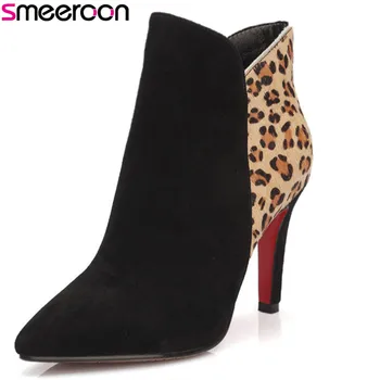 

Smeeroon popular ankle boots for women super high heels women boots kid suede leather slip on autumn winter boots prom shoes