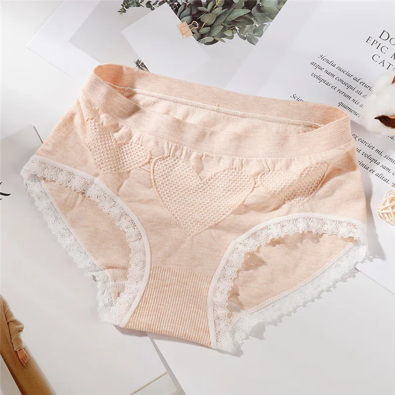 Тренд Для женщин удобные эластичной белье Лидер продаж Модные женские Mid Rise Lace одноцветное Traceless трусики 50 P - Цвет: Бежевый