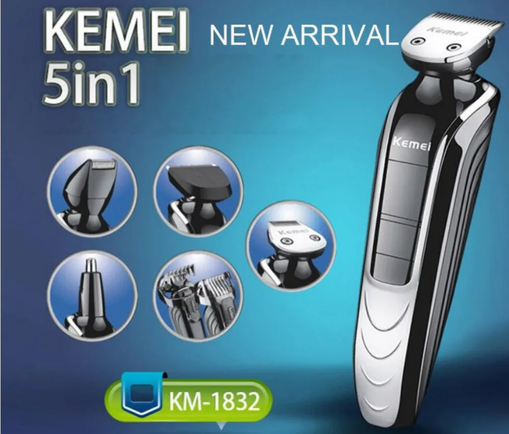 Kemei km-1832 5 в 1 Водонепроницаемый Перезаряжаемые электробритвы электрический резак машинка для стрижки волос Машинка для стрижки волос в носу машинка для стрижки