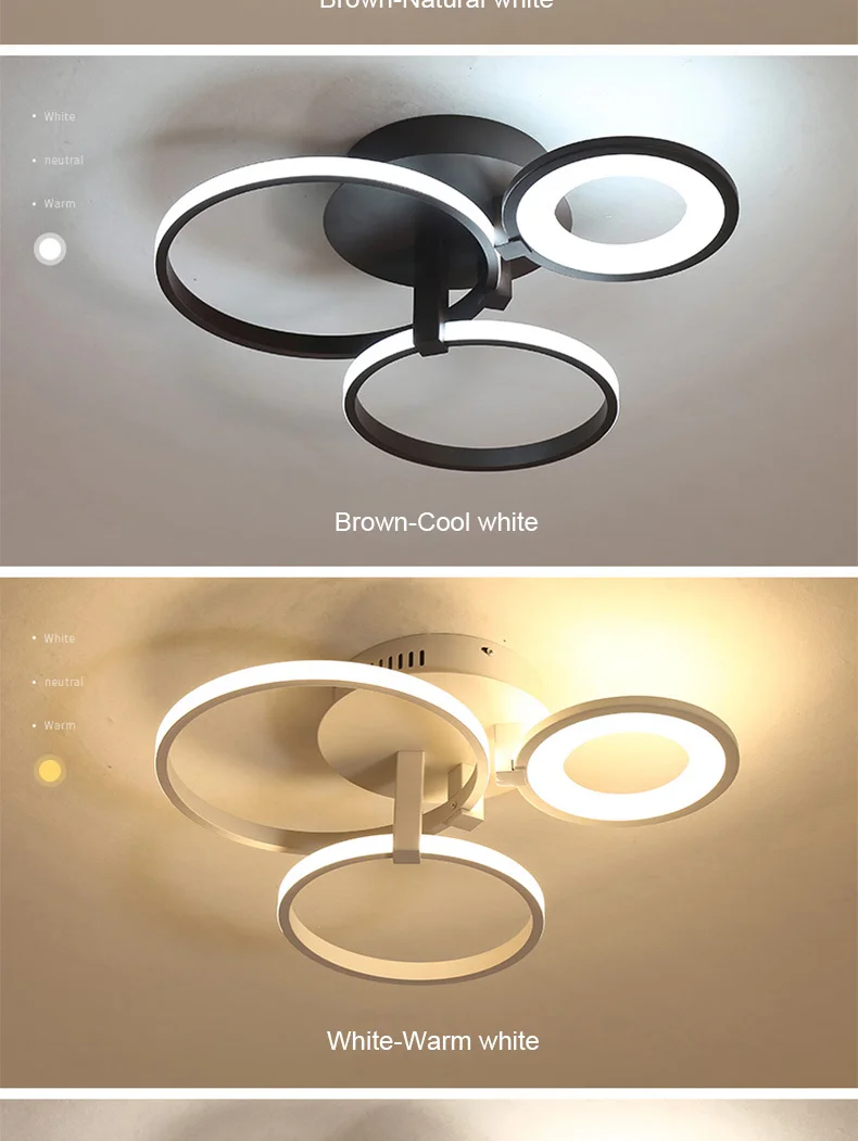 Ideal Circel кольца кофе/белый современные светодиодные потолочные лампы для гостиной спальни дома RC+ затемнения потолочные светильники