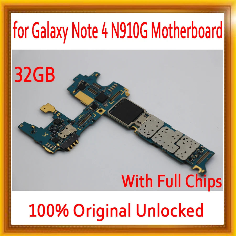 

with Full Chips & unlocked for Samsung Galaxy Note 4 N910G Motherboard,32GB Original for Note 4 N910G Mainboard,Good Tested