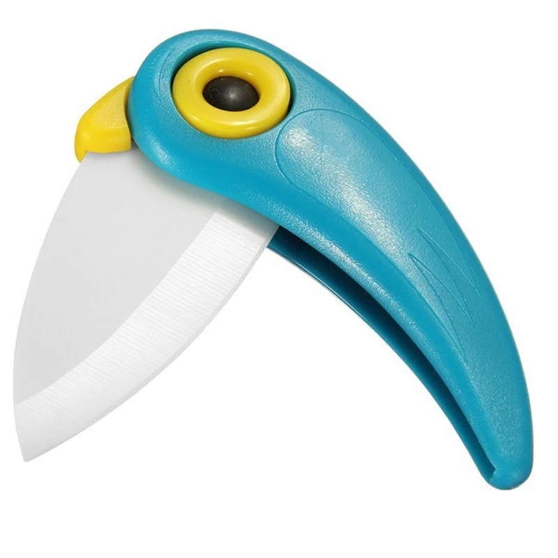 blue Urijk милые фруктовые столовые приборы резак картонная коробка Pare Peel Slice складной нож птица посылка Овощечистка Кухня Мини Ланч керамическая резка - Цвет: blue