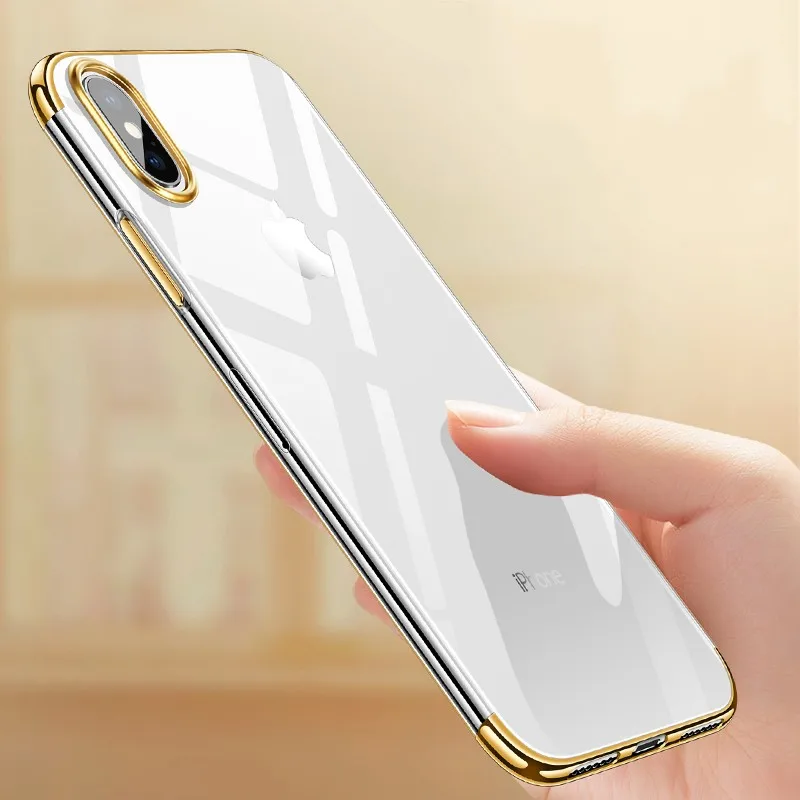 Чехол для iPhone X 10 iphone 6 s Plus ультратонкие блестящие чехлы с прозрачным покрытием 7 8