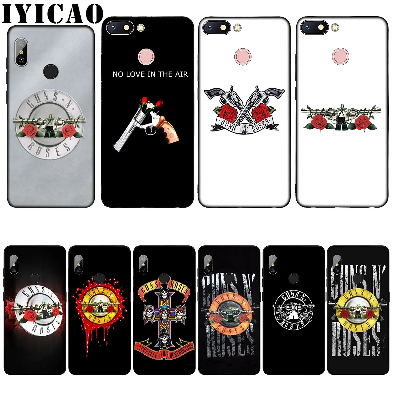 IYICAO guns n roses силиконовый мягкий чехол для Xiaomi Redmi 6A 5A Note 8 7 4 4X 5 Plus 6 Pro черный из