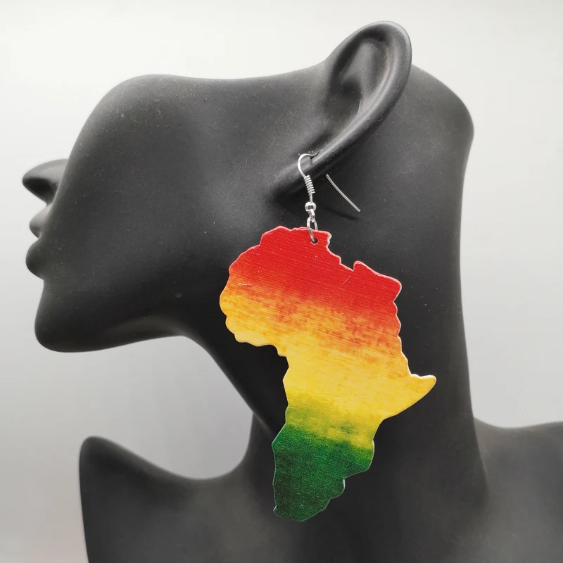 

free shipping!! Africa Map Wooden Earrings