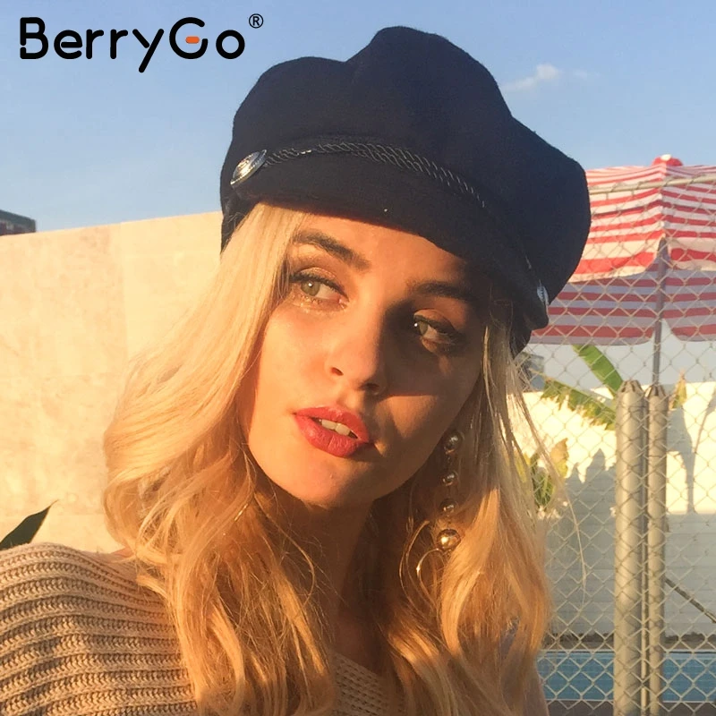 Женская Повседневная Уличная шапка BerryGo черная на сплошной канат элегантная