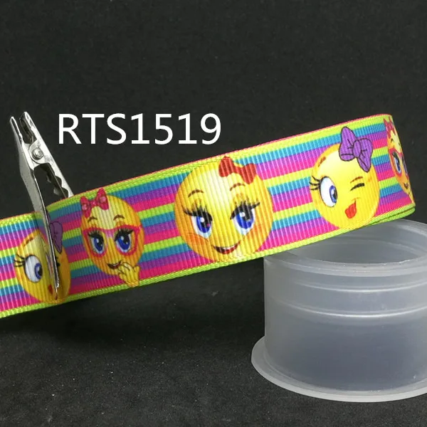 

Free shipping 50yard/roll 7/8inch printed grosgrain princess ribbon emoji RTS1519