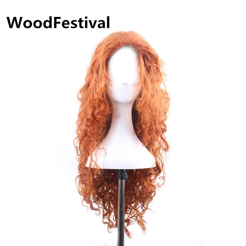 

WoodFestival anime wigs for woman long orange wig wavy animated brave wig heat resistant synthetic wigs curly