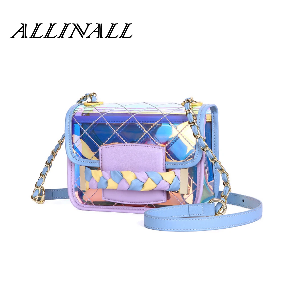 Transpar лазера желе Посланника сумки кожаные на ремне женские crossbody сумка для женщин