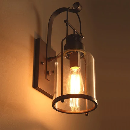 

American Vintage Wall Lamp Loft Style Wrought Iron Wall Light Industrial Wall Sconce Creative Bar Coffee Shop Art Deco Lighting