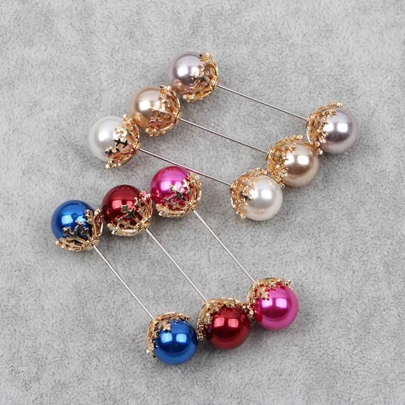 

Double Pearl Brooch Snowflake Bow Decoration Accessories Enamel Needle Brooch Silk Scarf Buckle Pure Copper Fittings