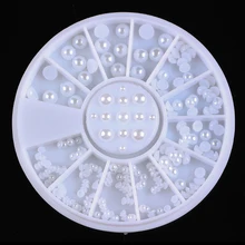 Белые жемчужные бусины, полукруглые Стразы для ногтей, смешанные размеры, плоская подошва, сделай сам, для телефона, маникюра, 3D украшения ногтей