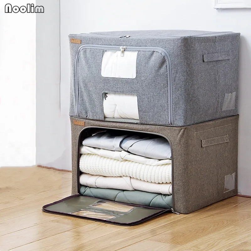 

NOOLIM Foldable Oxford Clothes Storage Box Large Capacity Clothing Storage Box Cotton Quilt Storage Box Wardrobe Organizer