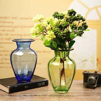 

Europe Colorful Glass VaseTransparent Bottle Terrarium Containers Crafts Wedding Desk Flowerpot Home Decoration Accessories