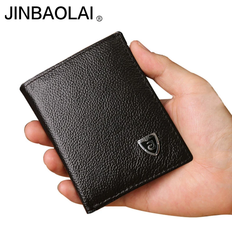 0 : Buy Small wallet men genuine leather purses cowhide mini wallets black and ...
