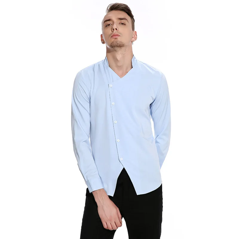 Для мужчин рубашка 2018 осень smart casual воротник рубашки зима новый косой двери