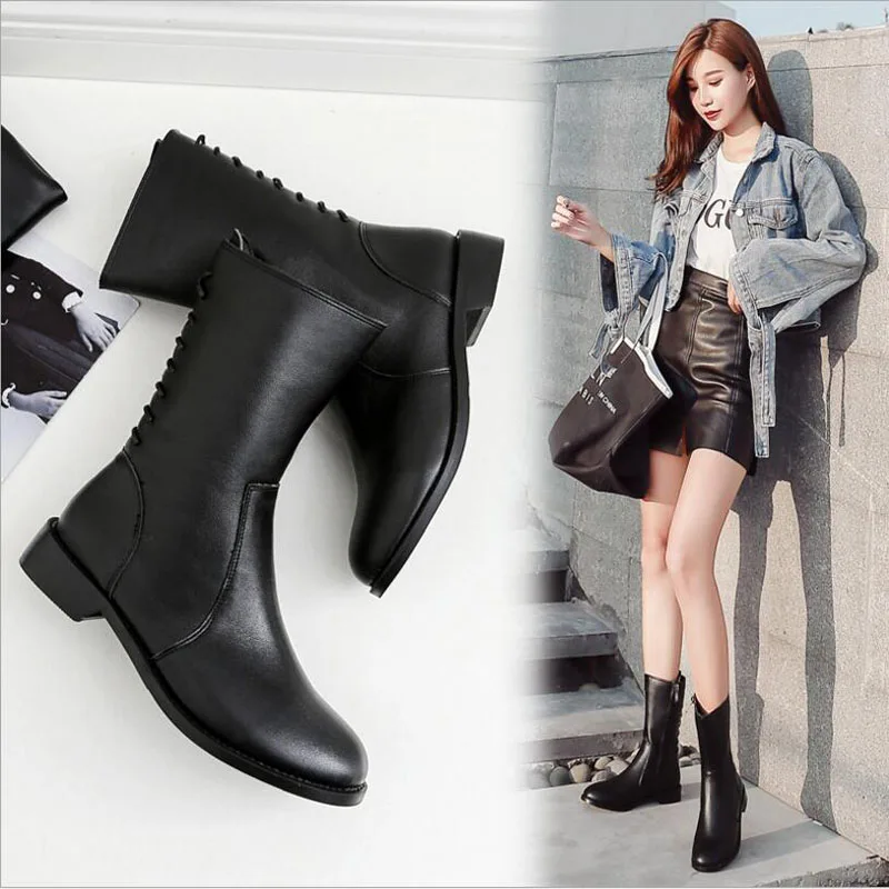 

Women Winter Shoes Knee High Boots Big Size High Quality Leather Brand Women Shoes Wool And Plush Women Winter Boots