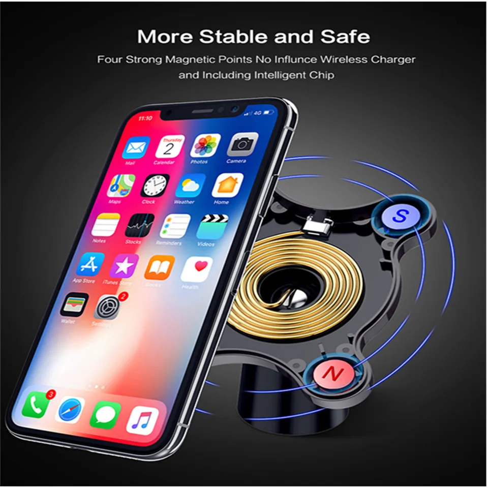 Автомобильное беспроводное зарядное устройство Qi для iPhone XS MAX X 8 Plus автомобильный