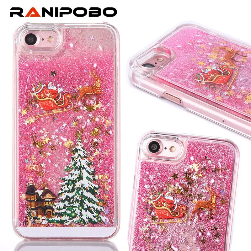 

ShiningGlitter Quicksand Christmas Tree Liquid phone case For iPhone X XS Max 6 7 8Plus Fashion Bling Dynamic Back Cover