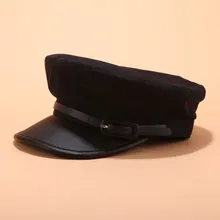 Зимние шапки для женщин и мужчин, восьмиугольные шапочки, темно-синие Шапки, хлопковые шапки с ремешком и пряжкой, кепки с солнцезащитным козырьком