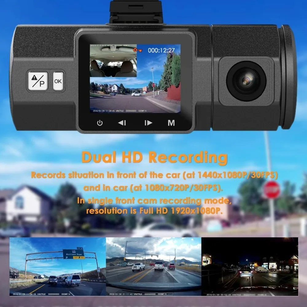 Vantrue N2 Dash Cam Dual Lens Video Recorder DashCam with GPS Mount G-Sensor Parking Mode Night Vision Car DVR Camera (10)