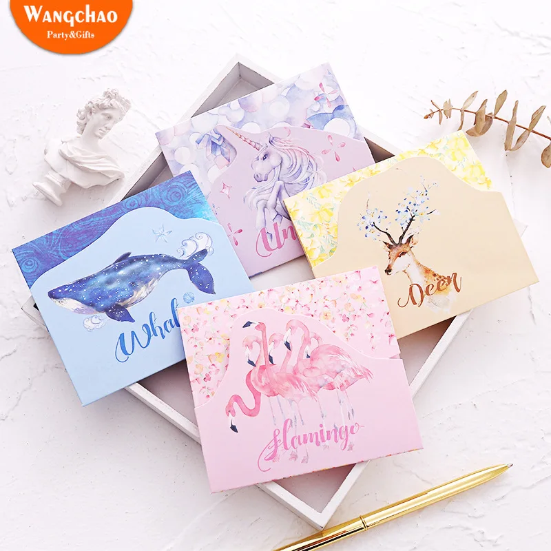 

5pcs Unicorn Greeting Card Flamingos Wedding Invitation Happy Birthday Gift Card Christmas Card Thank You Cards with Envelopes