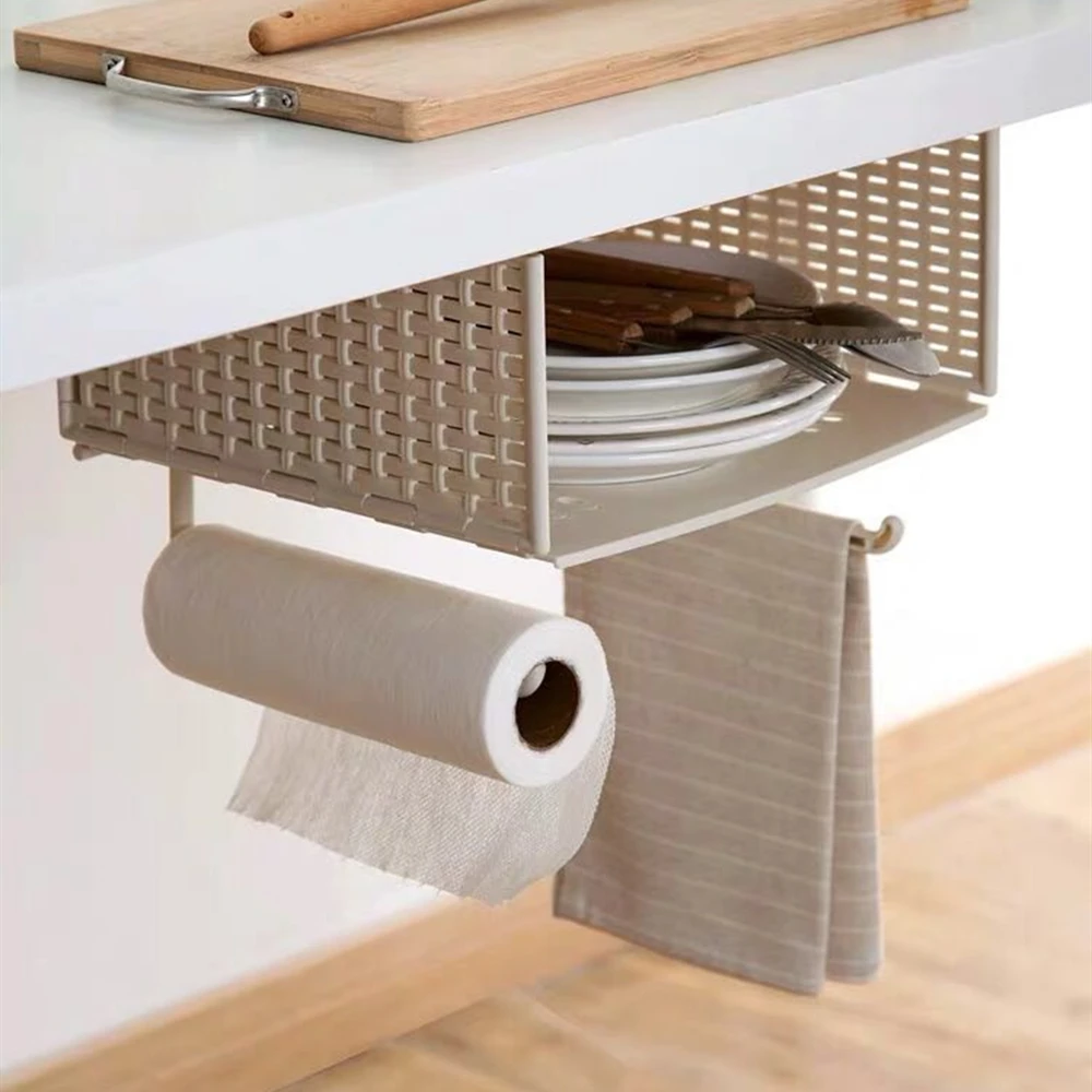Kitchen cabinet under the hanging basket wardrobe partition rack cabinet compartment shelf rack under the table hook rack