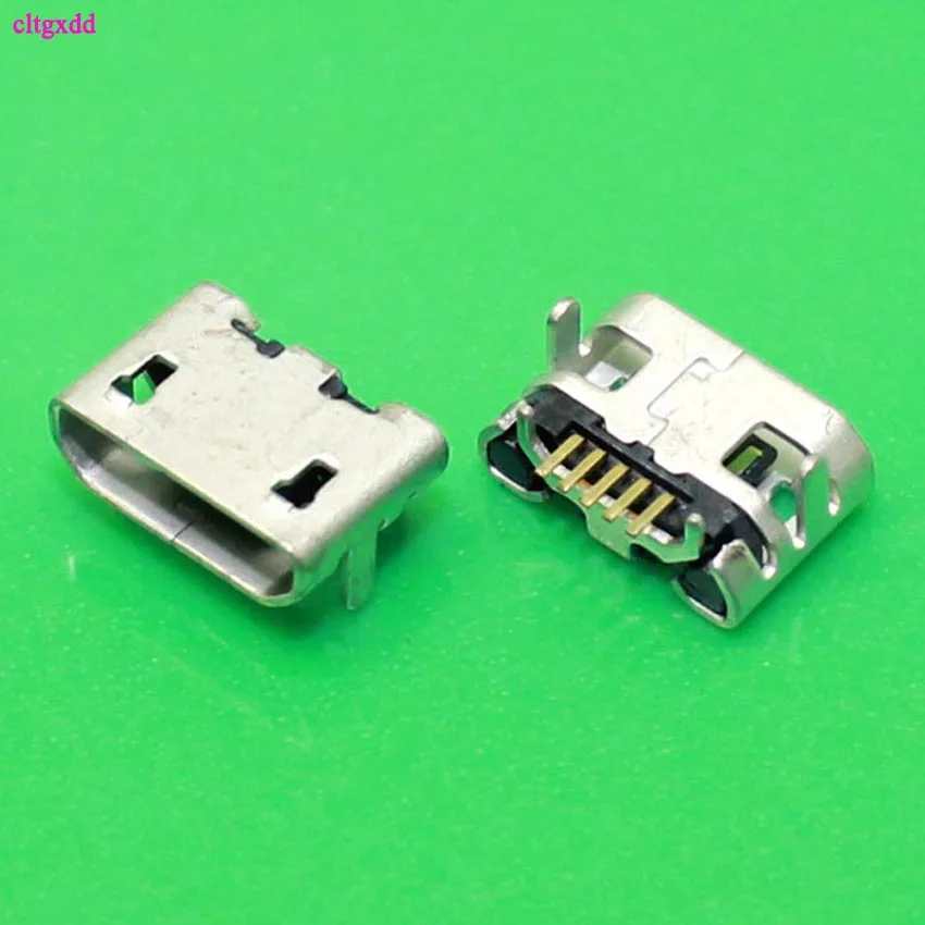

cltgxdd 10pcs/lot B type phone tail charing connector USB jack female socket 4.85 horn Micro USB connector 5P DIP FLAT MOUTH