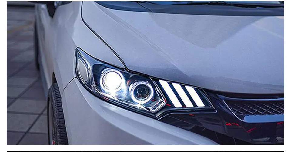 For Honda Fit JAZZ 2014-2017 LED Car Headlight Assembly LED Demon Eyes DRL Turn Signal Lights Projector Lens (16)