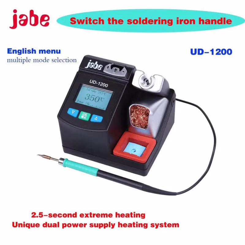 

Jabe UD-1200 Precision Smart Lead-free Soldering Station Welding Iron 2.5S Rapid Heating With Dual Channel Power Heating System