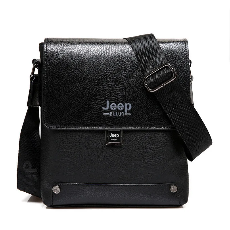 Мужская повседневная кожаная сумка JEEP buluo коричневая деловая винтажная через