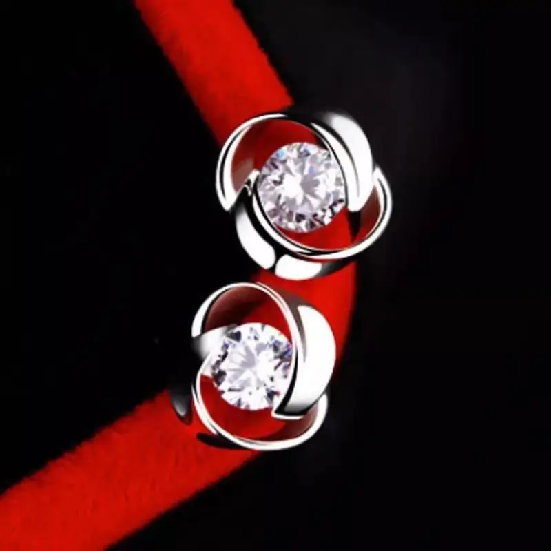 2018 г. Лидер продаж элегантные блестящие Для женщин Серебряные серьги-гвоздики роза с хрустальным цветком вставка стержня уха серьги