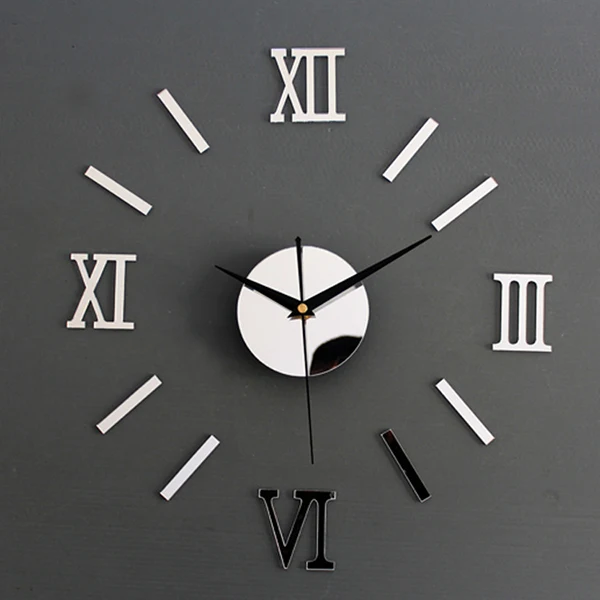 Новые часы настенные Horloge 3d Diy акриловые зеркало наклейки украшения дома гостиная кварцевые иглы - Цвет: Sliver