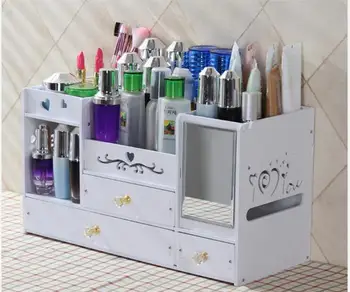 

Cosmetic Jewelry Organizer Office Storage Drawer Desk Makeup Case Plastic Makeup Brush Box Lipstick Remote Control Holder Boxes