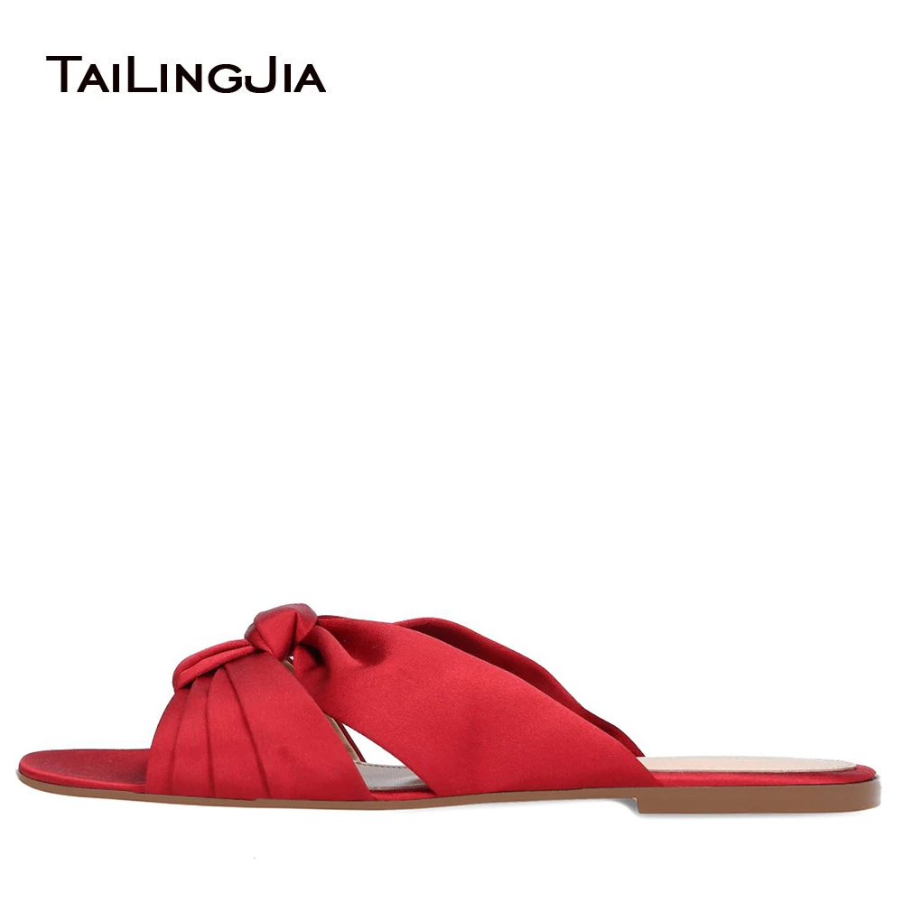Red open toe flats Clearance