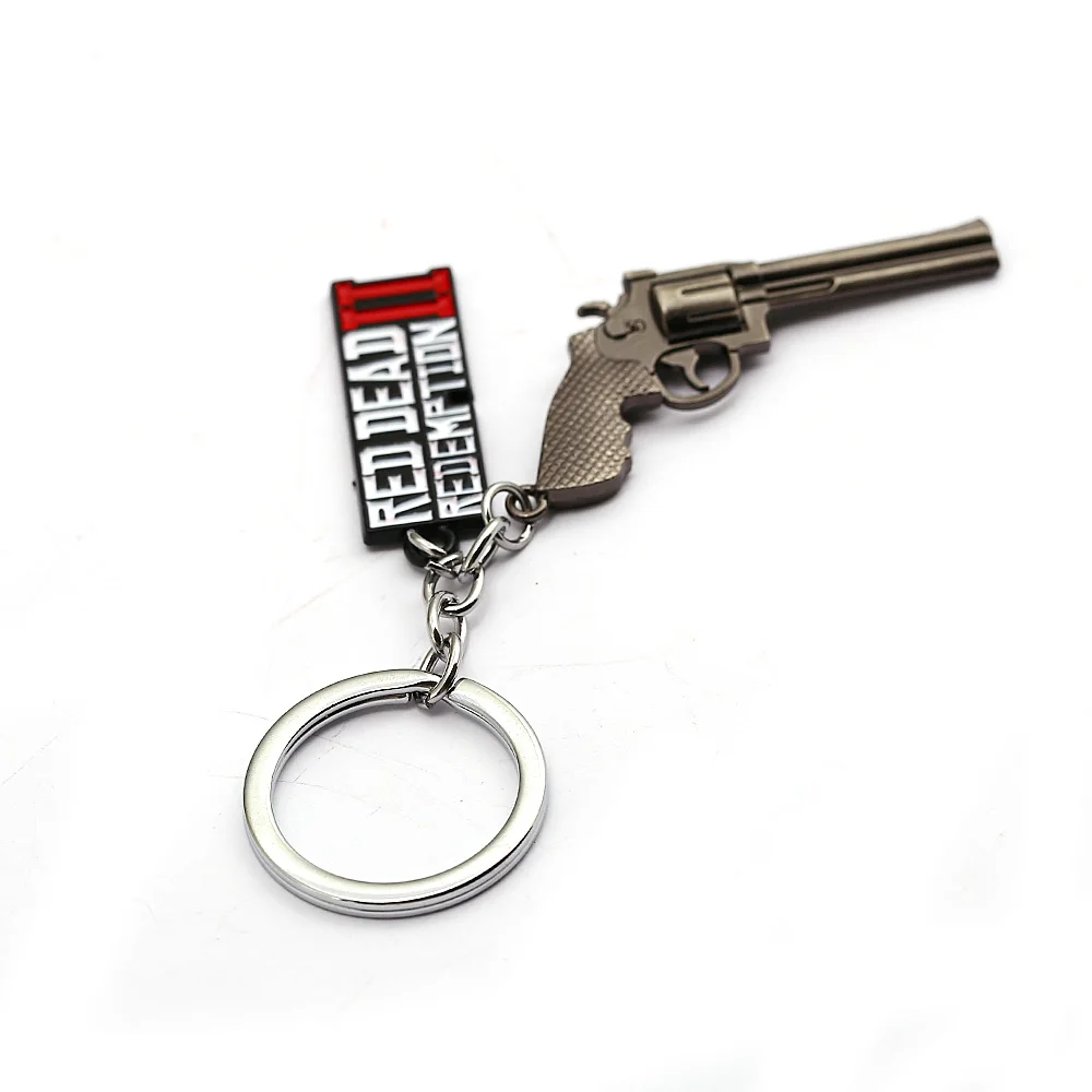 

J Store 2 Styles Red Dead Redemption Letter Keychain 3D Gun Model Key Chain Holder Key Chain Fashion Sleutelhanger Men Chaveiro