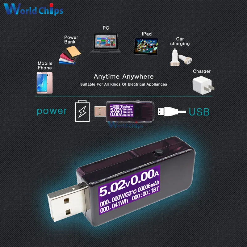 

7 in 1 USB Tester DC Digital Voltmeter Amperimetro Current Voltage Meter Amp Volt Ammeter Detector Power Bank Charger Indicator