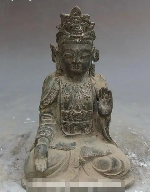 

Old Chinese Antique Bronze Seat Kwan-yin Guan Yin Goddess Bodhisattva Statue