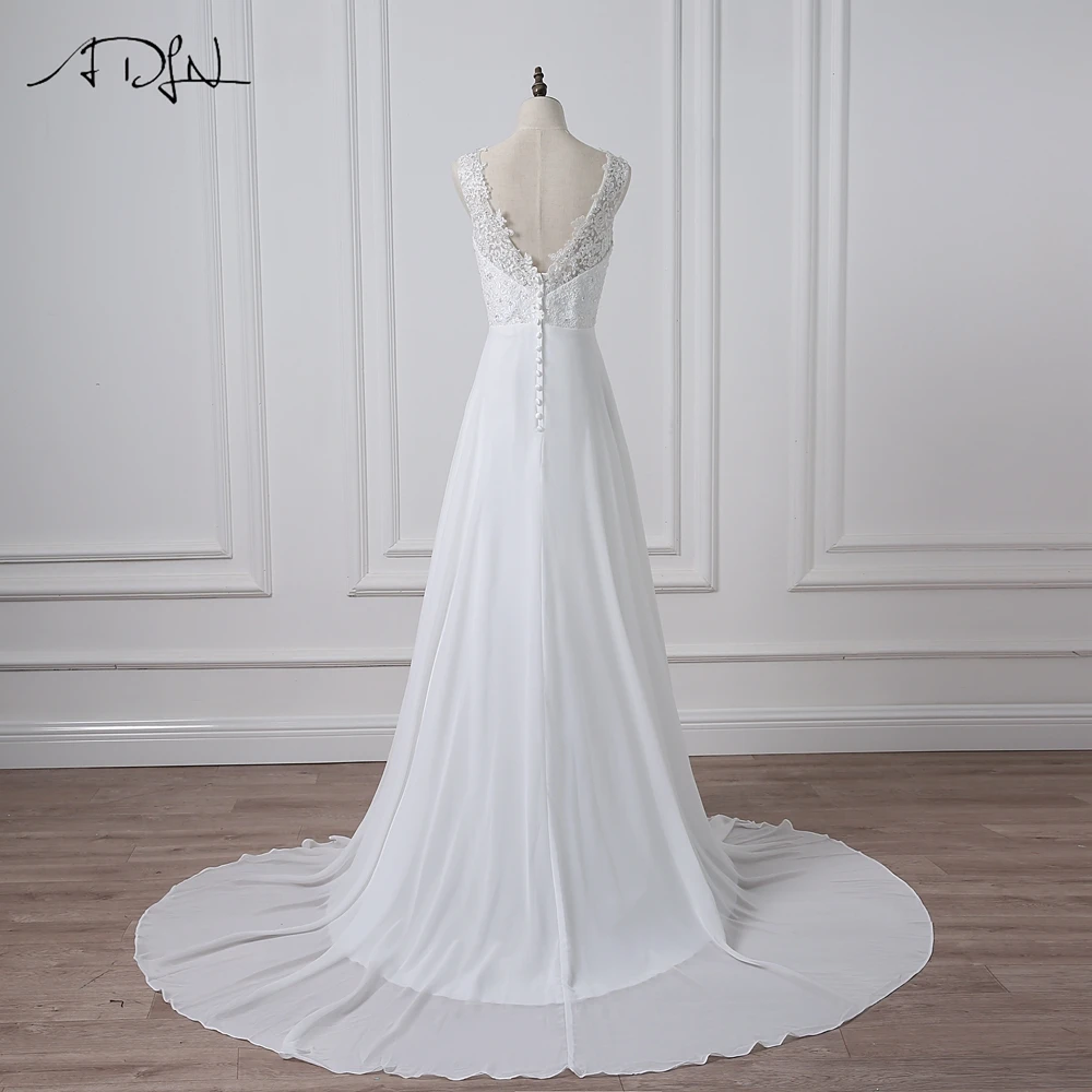 Elegant VNeck Zipper Back Lace Wedding Dress
