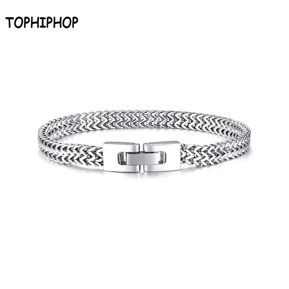 

High Polished Minimalist Punk Men's Stainless Steel Wheat Bike Franco Chain Bracelet Armband Jewelry Homme