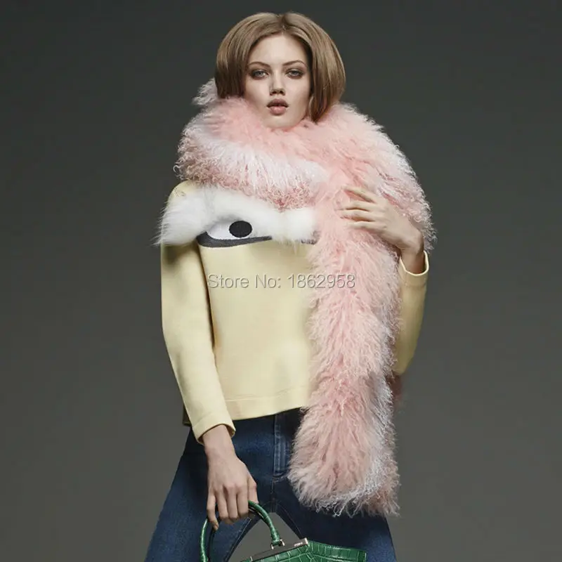 

SJ663 150*16CM New Arrival Lots of Colors Combined Mongolia Sheep Fur Boa Scarf Finland Fur