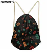 INSTANTARTS Музыка Pattern Строка Рюкзак Для женщин Для мужчин Ежедневно небольшой шнурок для девочек мальчик Путешествия обувь сумка для хранения Cinch Sack
