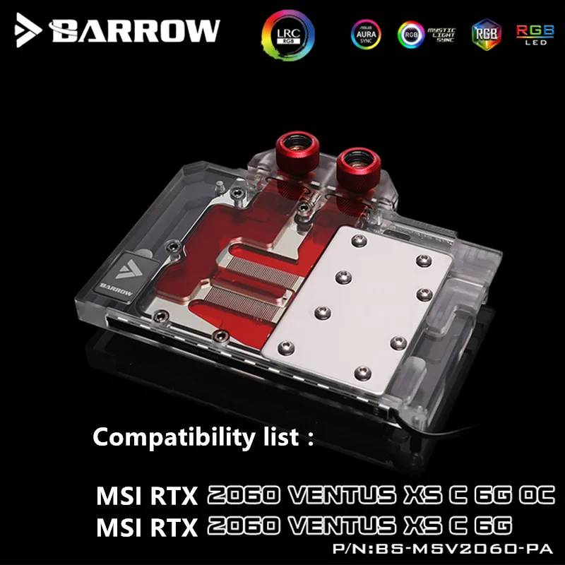 BarrowLRC2.0 5V3PIN MSI RTX 2060 VENTUS полное покрытие графика крутая голова Aurora BS MSV2060