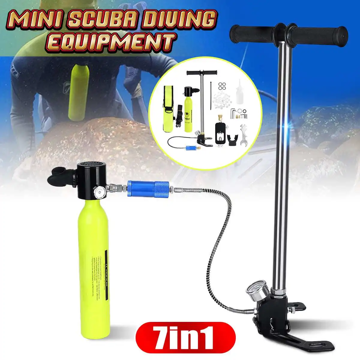 

Scuba Diving Cylinder Oxygen Tank Snorkel Diving Equipment High-pressure Pump Aluminum Case Snorkeling Underwater Breathing