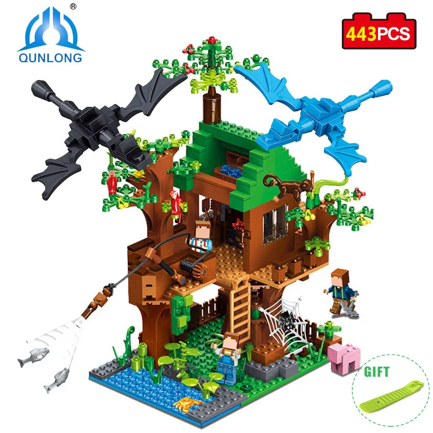 

Qunlong My World Minecrafted Figures Building Blocks DIY Forest House Educational Toys For Kid Compatible Legos Minecraft City