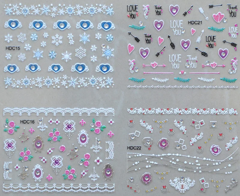 24 шт наклейки для ногтей, алмазные 3D корейские маленькие свежие детские украшения для ногтей, стикеры 3D на ногти nail Art самоклеющиеся наклейки