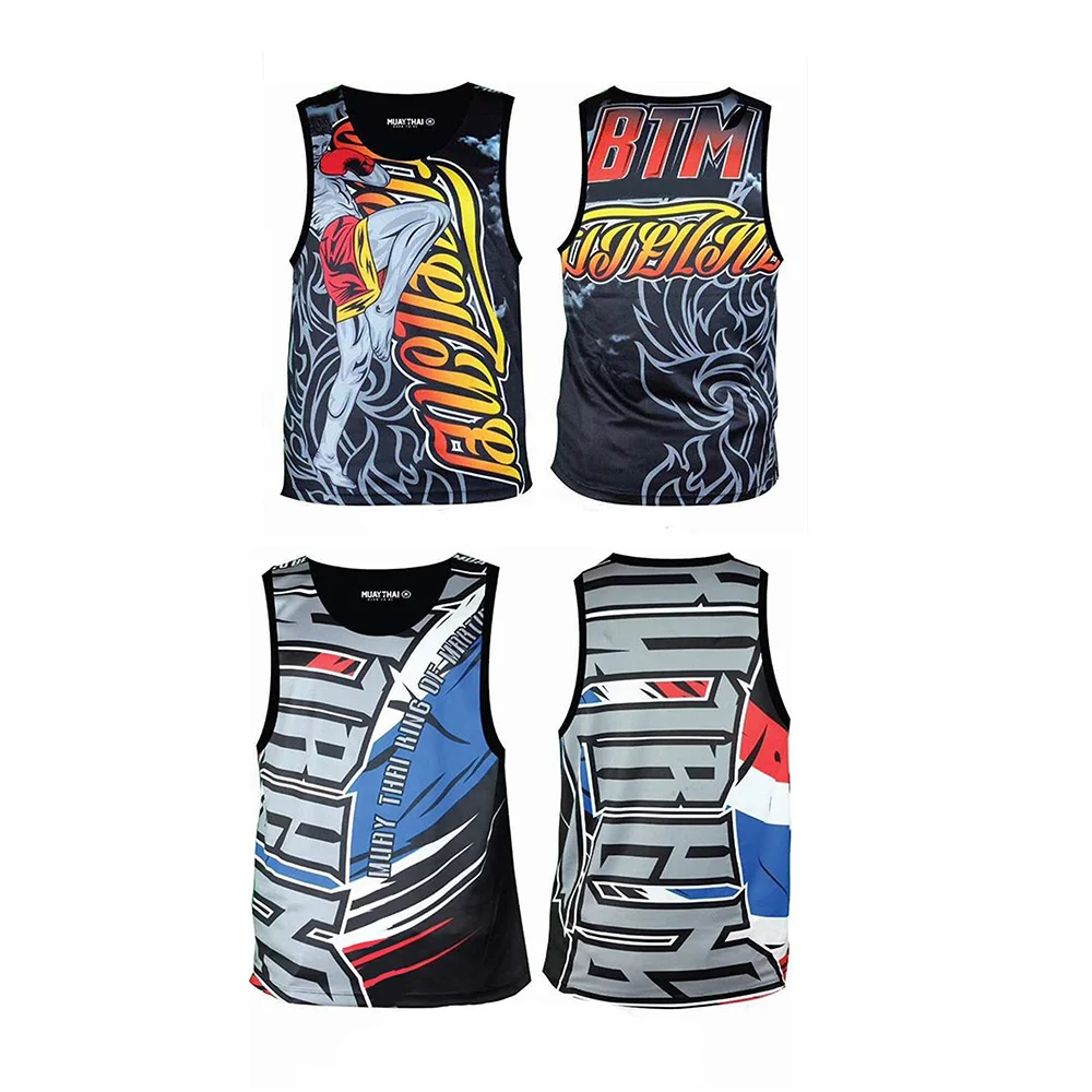 

New Style Muay Thai Tank Tops Jiu Jitsu Sublimation Printed Boxing Jersey Rashguard Bjj Sleeveless Shirts Wrestling Vest Boxe