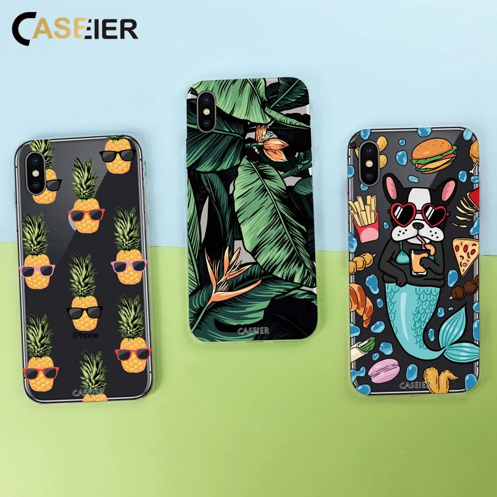 

CASEIER Clear Case For iPhone X 6s 6 7 8 Plus Soft TPU Cover For iPhone 5 5s SE XS Max XR Hand Drown Silicone Fundas Coques Case