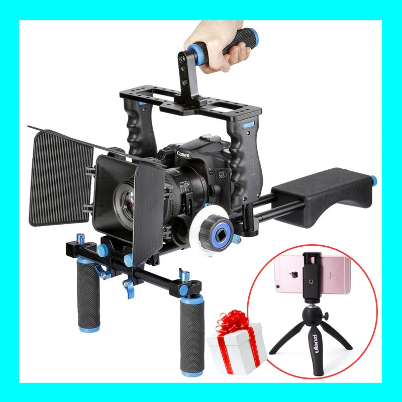 DSLR Camera Video Stabilizer Shoulder Mount Rig+Matte Box+Follow Focus+Cage for Canon Nikon Sony